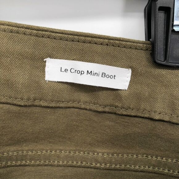 FRAME Le Crop Mini Boot 33 Bootcut High Rise Waisted Coated Denim Jeans Green - Picture 7 of 8